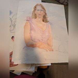 Mixed Media Artwork Eileen Sorenson‎  Elegant Portrait Watercolor Art